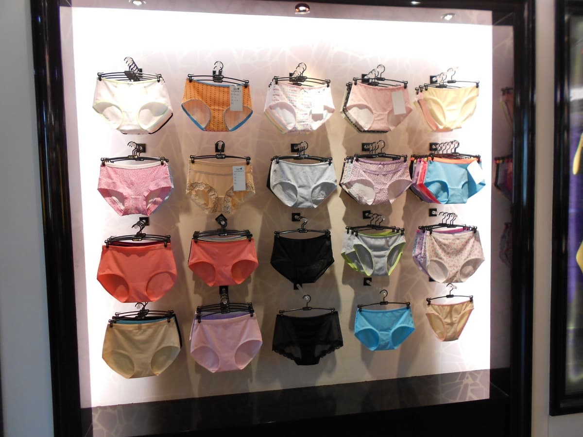Panty collection displayed in the Xinnishi product showroom